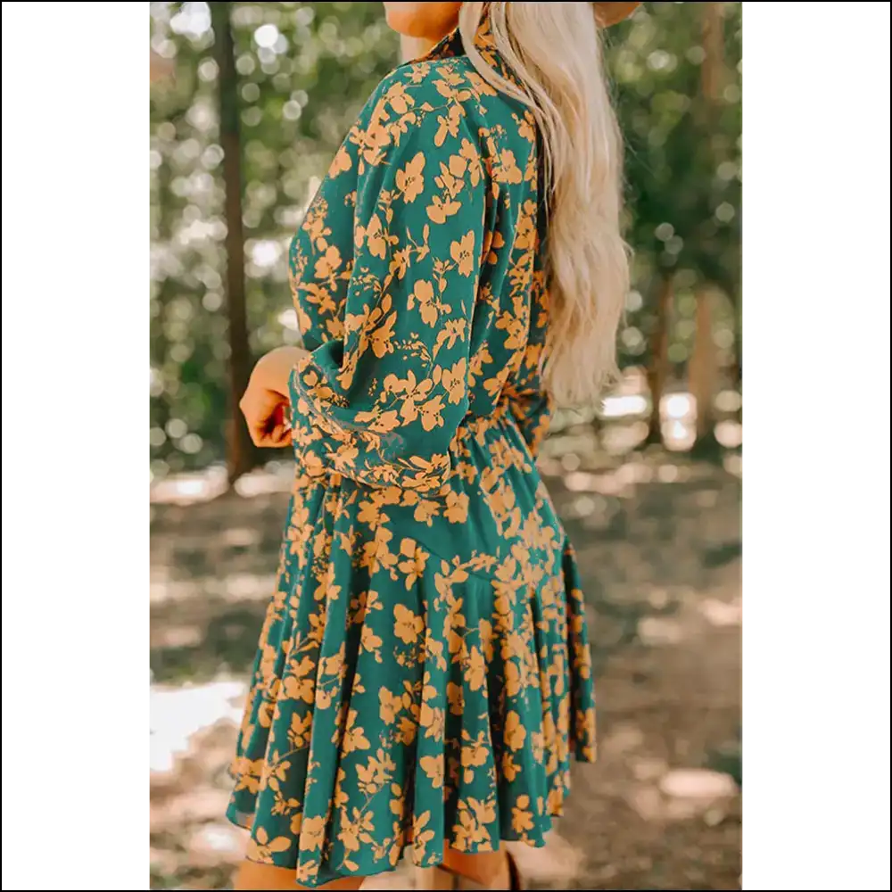 Chic Green Floral Dress: Go Gorgeous not Grim 💀 Needful Things - Short Dresses on Sale Worldwide Shipping