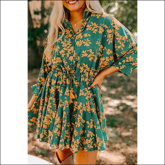Chic Green Floral Dress: Go Gorgeous not Grim 💀 Needful Things - s - Short Dresses on Sale Worldwide Shipping