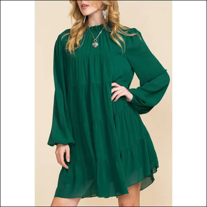 Chic Green Mock Neck Dress: Instant Queen 👑 Needful Things - s - Short Dresses on Sale Worldwide Shipping