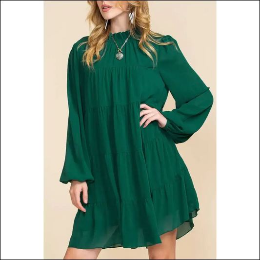 Chic Green Mock Neck Dress: Instant Queen 👑 Needful Things - s - Short Dresses on Sale Worldwide Shipping