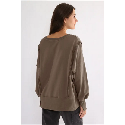 Chic High-low Exposed Seam Sweatshirt - Sweatshirts & Hoodies on Sale Worldwide Shipping