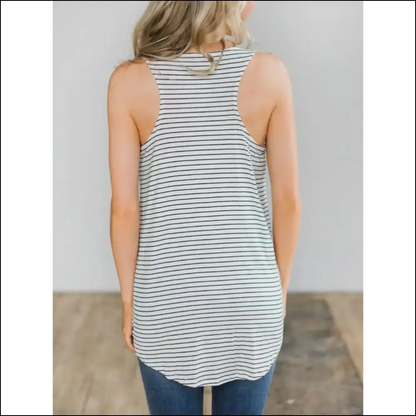 Chic High-low Striped Tank: Fashion’s Comfy Sniper for Fun & Sass! 😄✨ - Tank Tops on Sale Worldwide Shipping