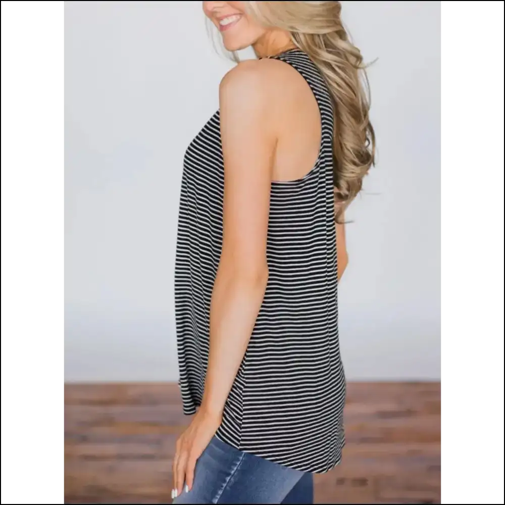 Chic High-low Striped Tank: Fashion’s Comfy Sniper for Fun & Sass! 😄✨ - Tank Tops on Sale Worldwide Shipping