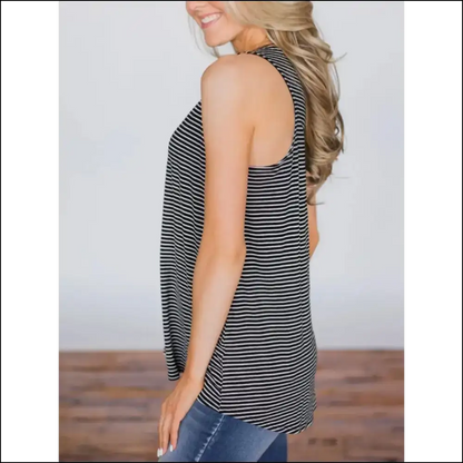 Chic High-low Striped Tank: Fashion’s Comfy Sniper for Fun & Sass! 😄✨ - Tank Tops on Sale Worldwide Shipping