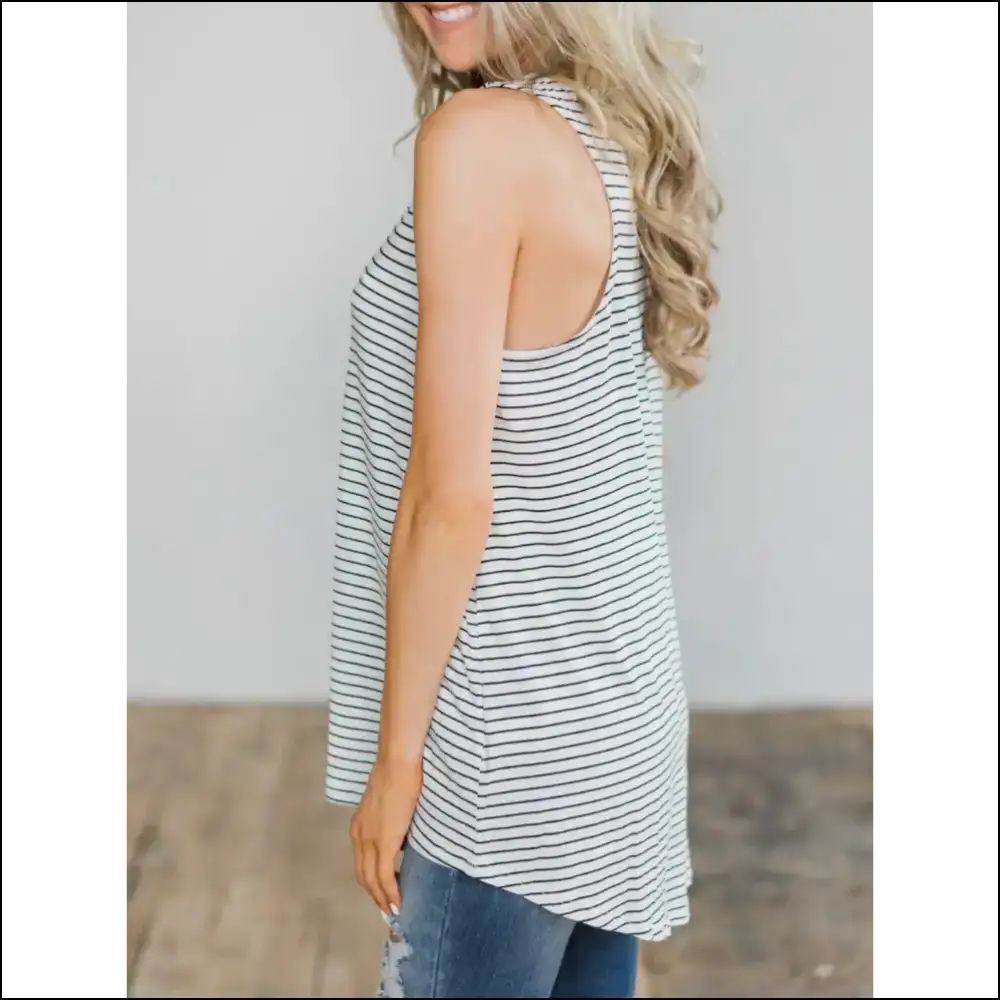 Chic High-low Striped Tank: Fashion’s Comfy Sniper for Fun & Sass! 😄✨ - Tank Tops on Sale Worldwide Shipping
