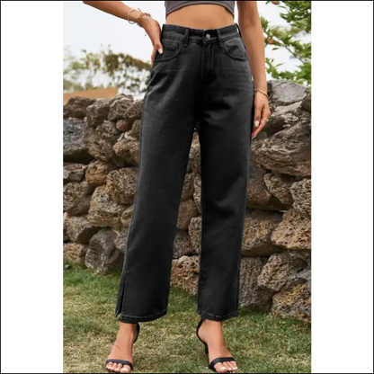 Chic High Waist Ankle Slit Jeans: where Fashion Meets your Dark Side! 😈👖 - 2xl - Jeans on Sale Worldwide Shipping