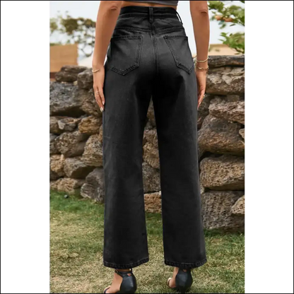 Chic High Waist Ankle Slit Jeans: where Fashion Meets your Dark Side! 😈👖 - Jeans on Sale Worldwide Shipping
