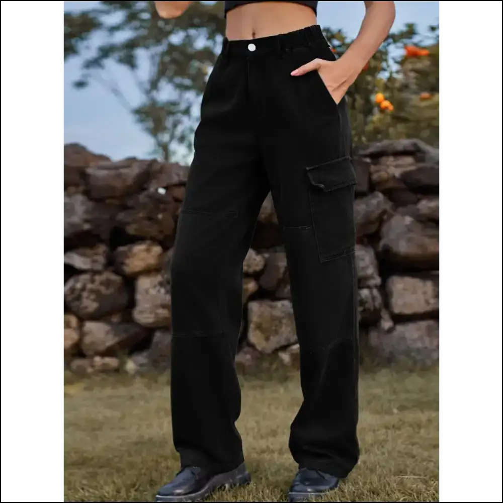 Chic High Waist Cargo Straight Jeans: Attitude Meets Style at Needful Things! 😎✨ - Jeans on Sale Worldwide Shipping