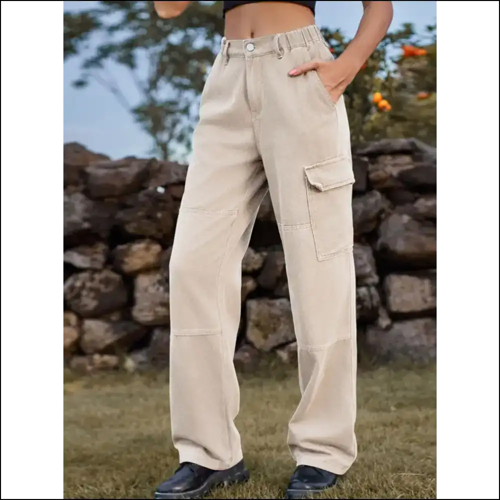 Chic High Waist Cargo Straight Jeans: Attitude Meets Style at Needful Things! 😎✨ - Jeans on Sale Worldwide Shipping