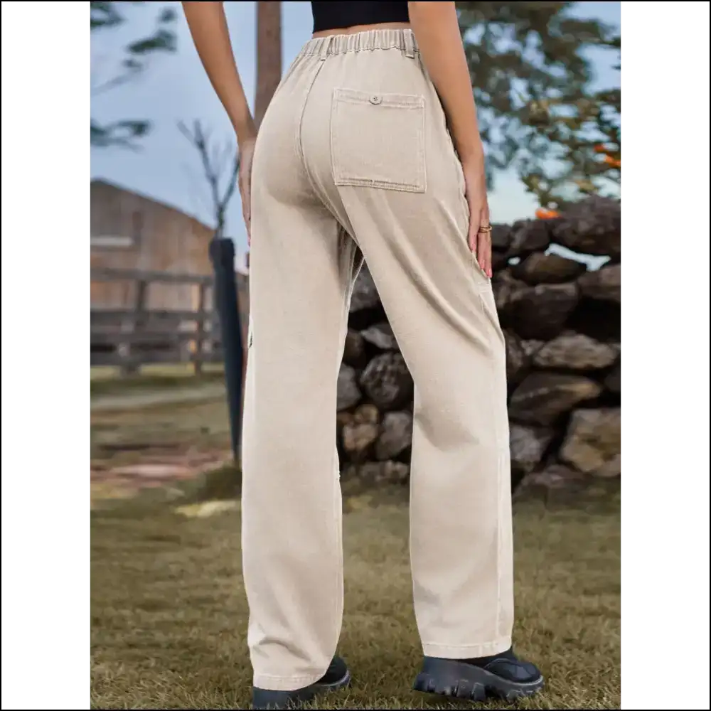 Chic High Waist Cargo Straight Jeans: Attitude Meets Style at Needful Things! 😎✨ - Jeans on Sale Worldwide Shipping