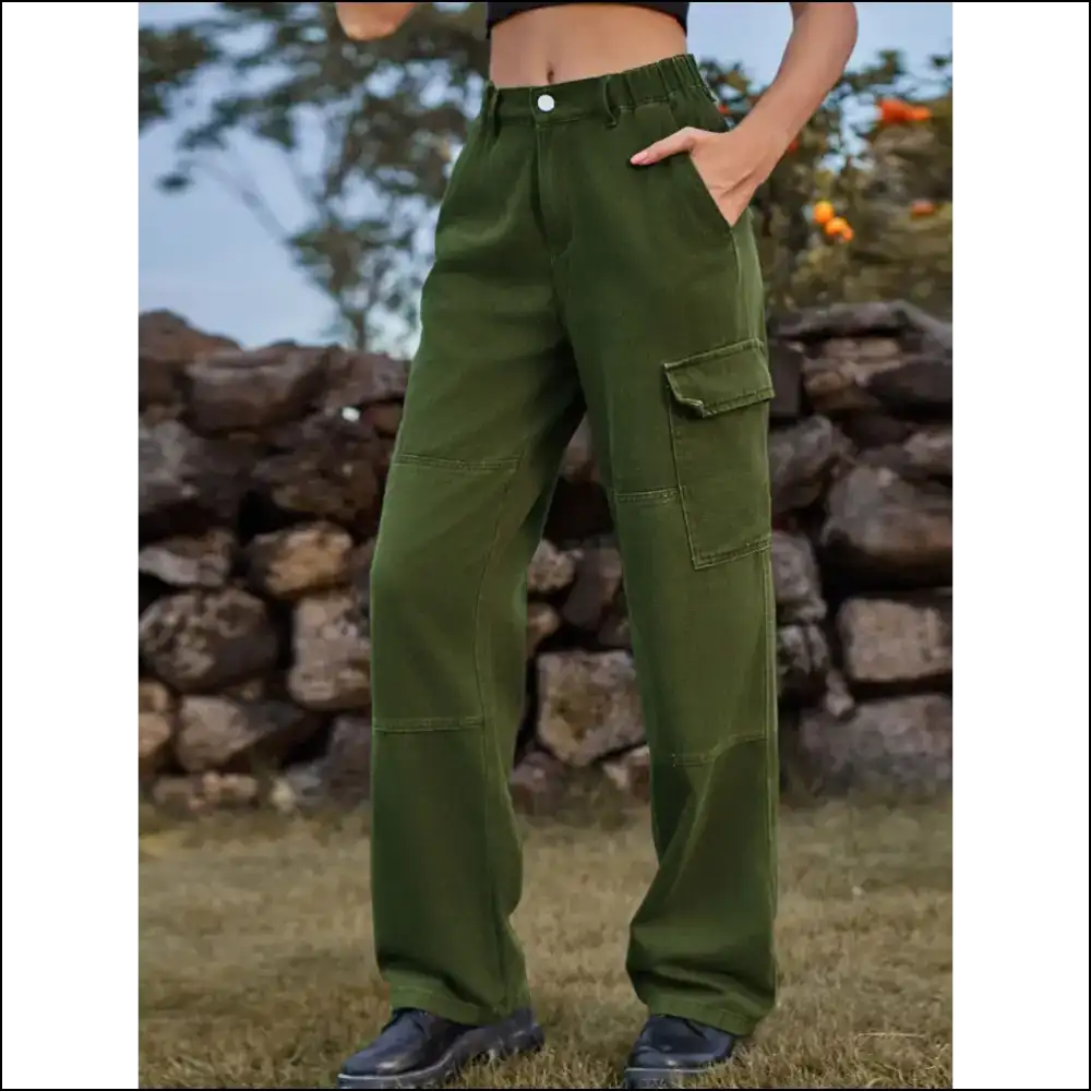Chic High Waist Cargo Straight Jeans: Attitude Meets Style at Needful Things! 😎✨ - Jeans on Sale Worldwide Shipping