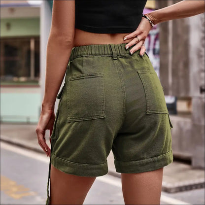 Chic High Waist Denim Cargo Shorts - on Sale Worldwide Shipping