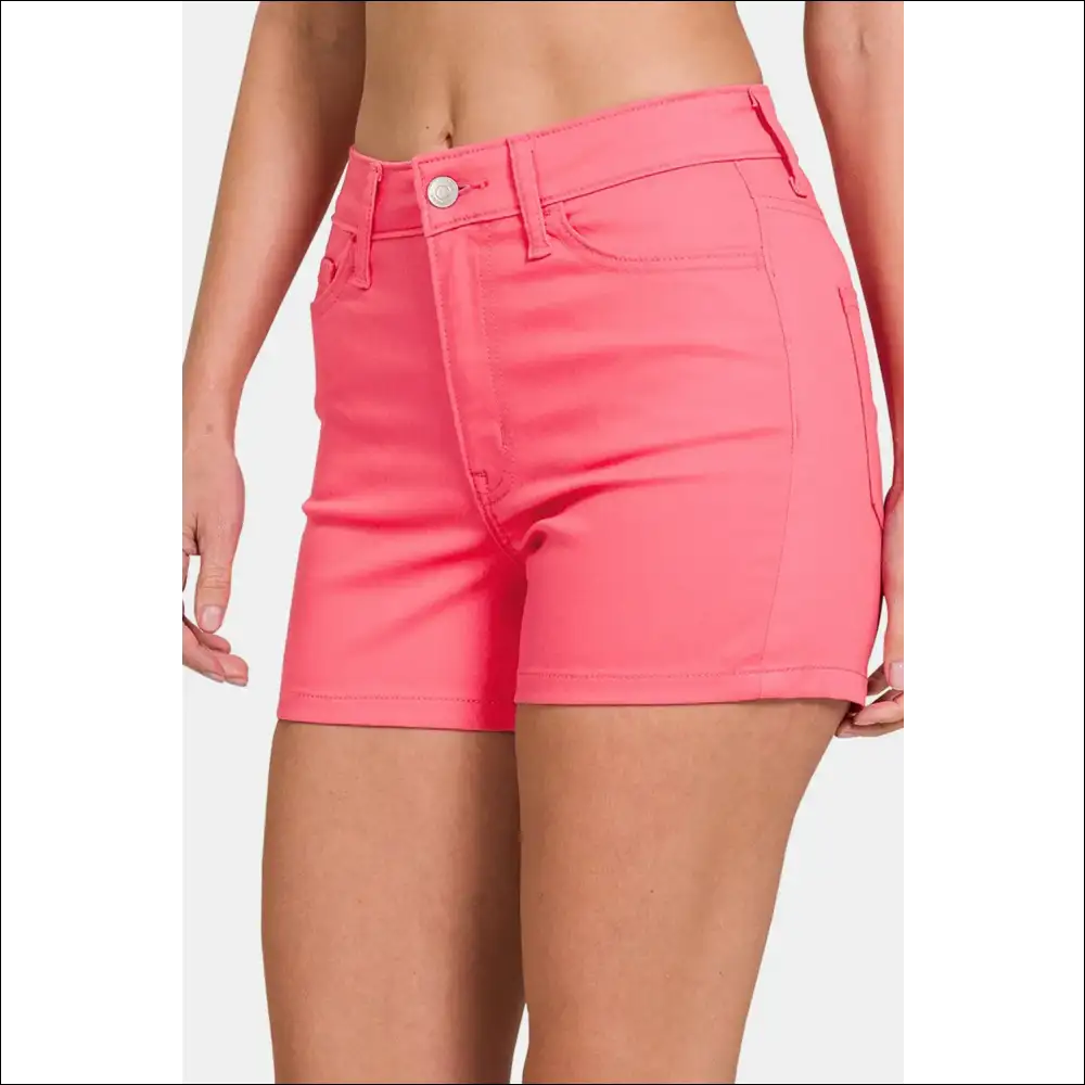 Chic High Waist Denim Shorts for Women - Fuchsia / s - on Sale Worldwide Shipping