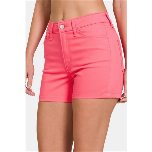 Chic High Waist Denim Shorts for Women - Fuchsia / s - on Sale Worldwide Shipping
