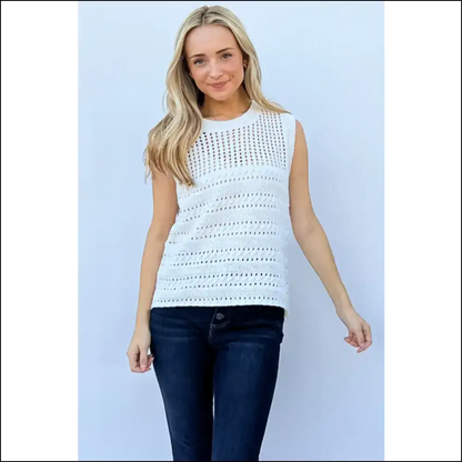 Chic Hollowed out Buttoned Tank Top - Ivory / s - Tops on Sale Worldwide Shipping