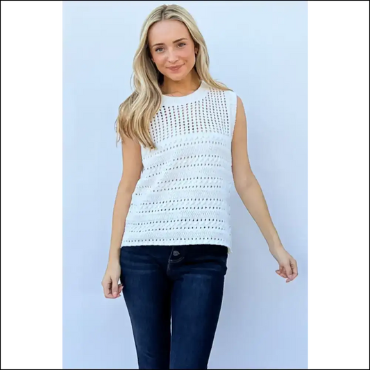 Chic Hollowed out Buttoned Tank Top - Ivory / s - Tops on Sale Worldwide Shipping