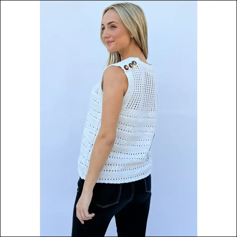 Chic Hollowed out Buttoned Tank Top - Tops on Sale Worldwide Shipping