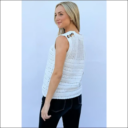Chic Hollowed out Buttoned Tank Top - Tops on Sale Worldwide Shipping
