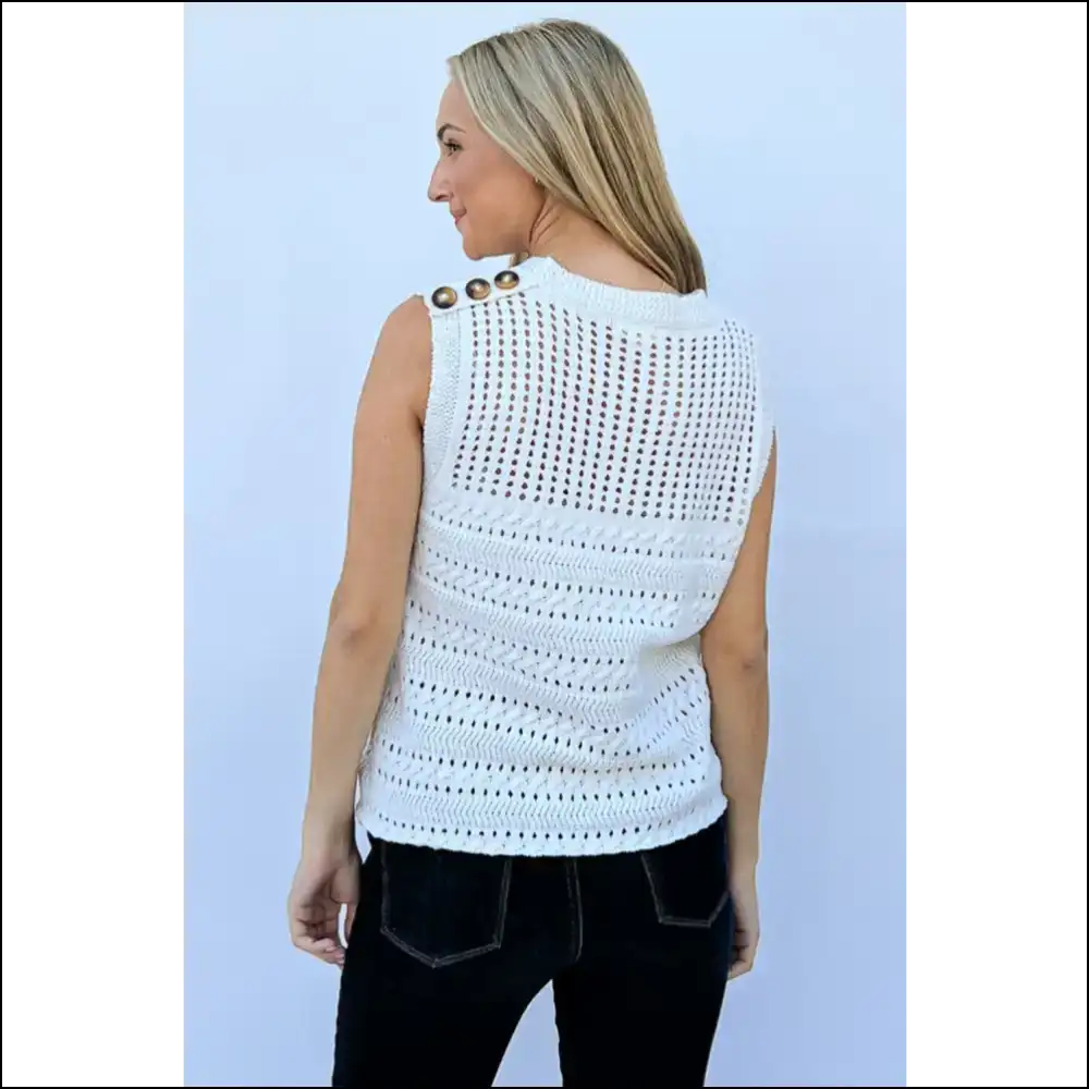 Chic Hollowed out Buttoned Tank Top - Tops on Sale Worldwide Shipping
