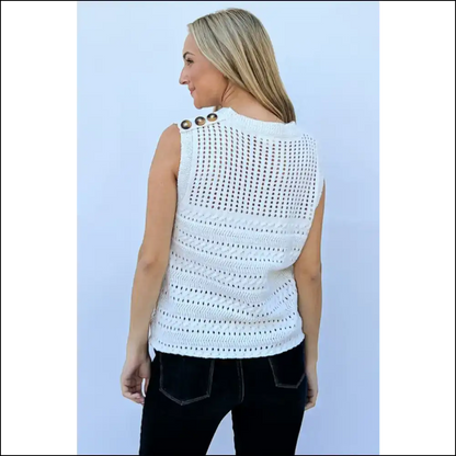 Chic Hollowed out Buttoned Tank Top - Tops on Sale Worldwide Shipping