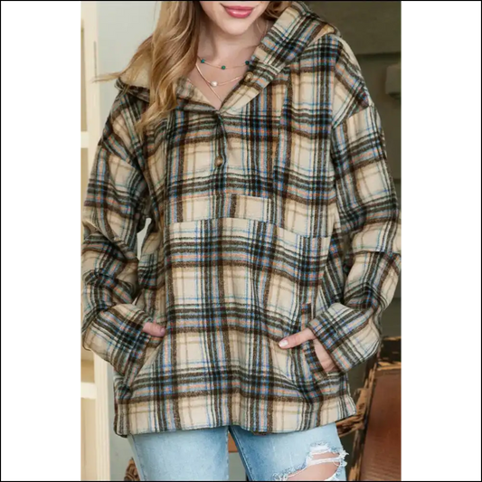 Chic Khaki Plaid: Cozy Never Looked so Good Darling! Needful Things 😜 - s - Sweatshirts & Hoodies on Sale Worldwide Shipping