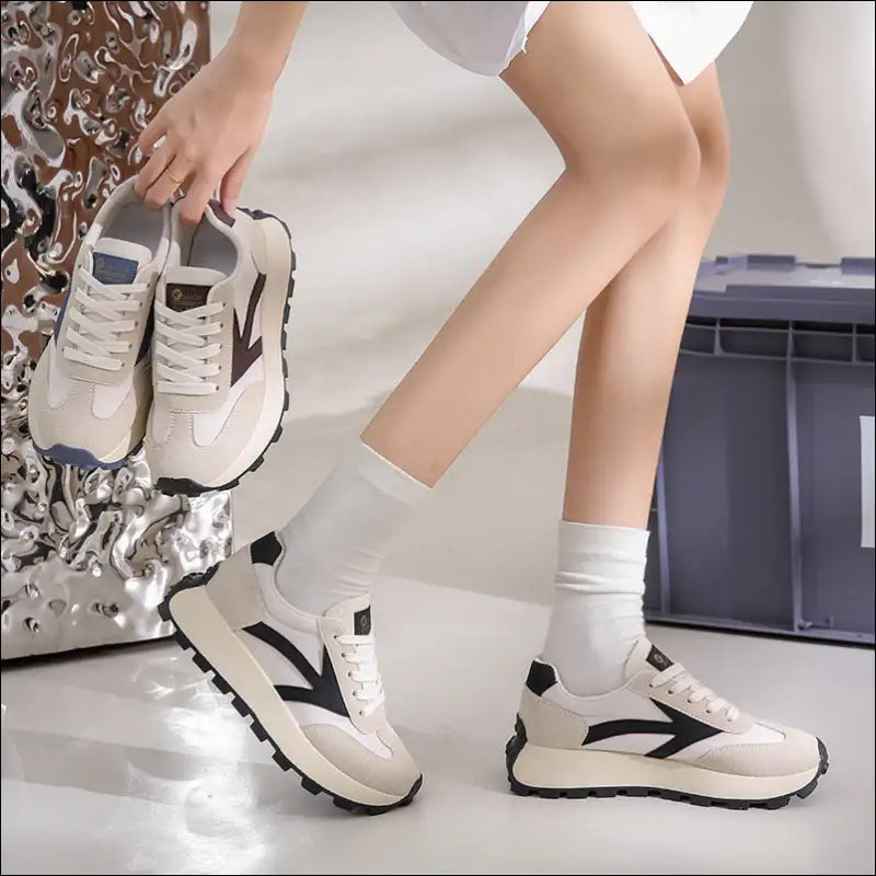 Chic Lace Up Contrast Platform Athletic Shoes - on Sale Worldwide Shipping