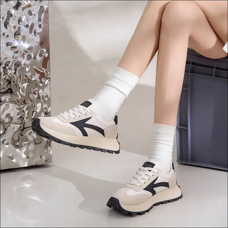 Chic Lace Up Contrast Platform Athletic Shoes - on Sale Worldwide Shipping