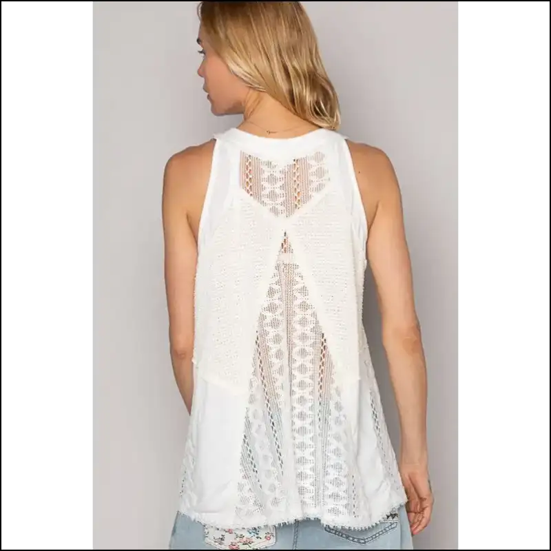Chic Lace-up Crochet Tank Top - Tops on Sale Worldwide Shipping