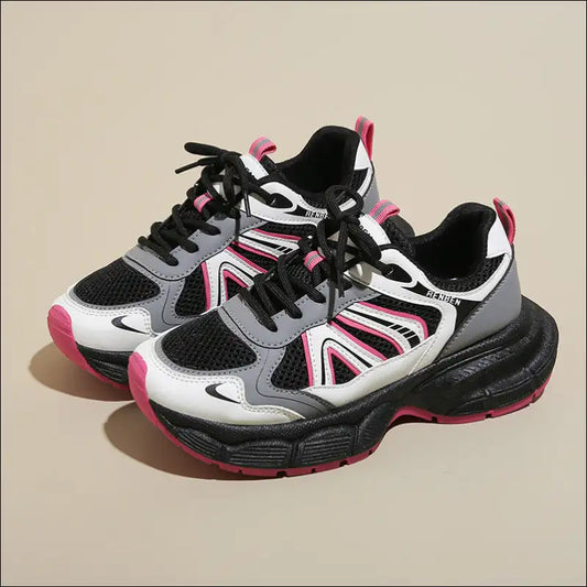Chic Lace-up Platform Athletic Shoes - Hot Pink / 35(us4) - on Sale Worldwide Shipping
