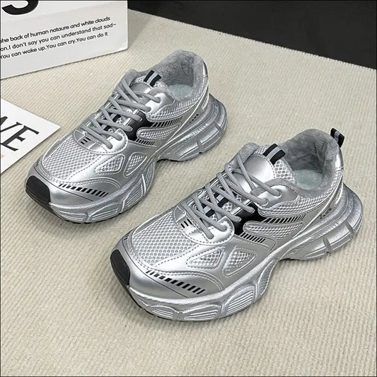 Chic Lace Up Platform Athletic Shoes - Silver / 35(us4) - on Sale Worldwide Shipping