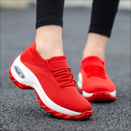 Chic Lace Up Round Toe Platform Sneakers - Red / 35(us4) - Athletic Shoes on Sale Worldwide Shipping