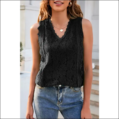 Chic Lace V-neck: your New Bff for Hot Mess Moments! 😎🔥 Needful Things - Black / l - Tank Tops on Sale Worldwide Shipping