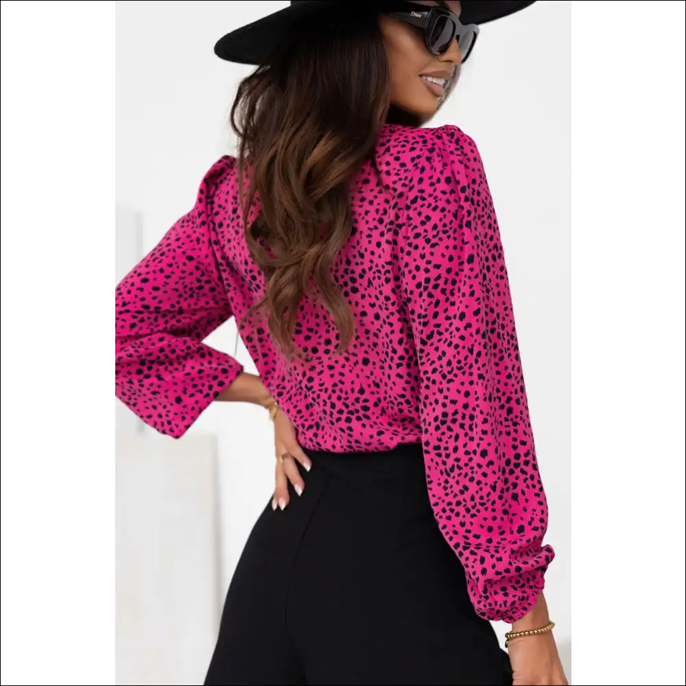Chic Leopard Balloon Sleeve Blouse - Blouses on Sale Worldwide Shipping