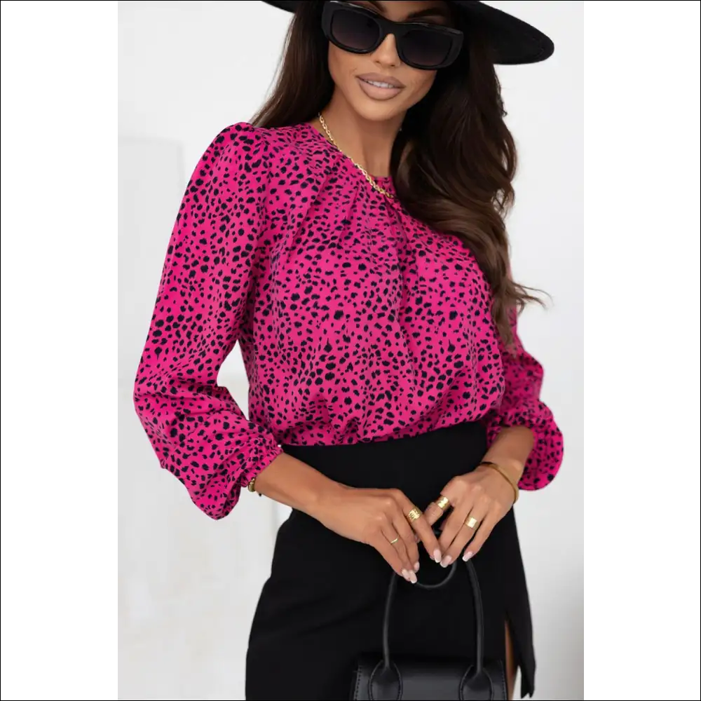 Chic Leopard Balloon Sleeve Blouse - Blouses on Sale Worldwide Shipping