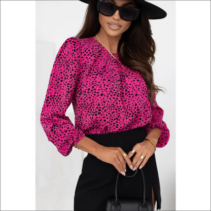 Chic Leopard Balloon Sleeve Blouse - Blouses on Sale Worldwide Shipping