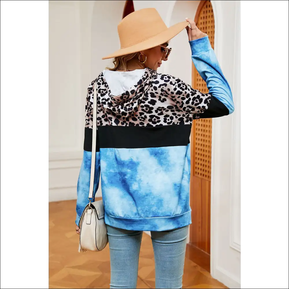 Chic Leopard Drawstring Hoodie with Pocket - Hoodies Sweatshirts & on Sale Worldwide Shipping