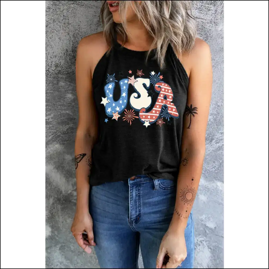 Chic Letter Graphic Tank: where Comfort Meets your Fashionably Dark Side! 😈✨ - Black / s - Tank Tops on Sale Worldwide Shipping
