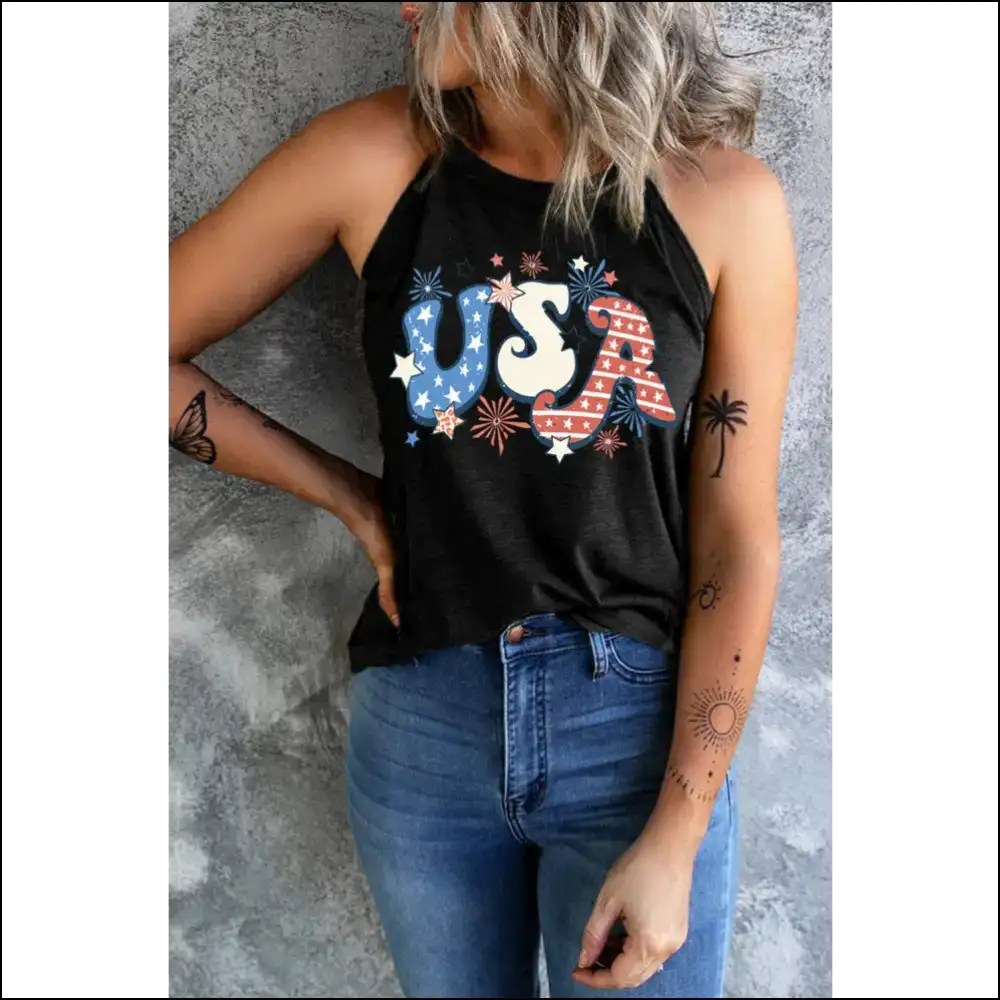 Chic Letter Graphic Tank: where Comfort Meets your Fashionably Dark Side! 😈✨ - Tank Tops on Sale Worldwide Shipping