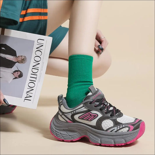 Chic Letter Lace-up Round Toe Athletic Shoes - Hot Pink / 35(us4) - on Sale Worldwide Shipping