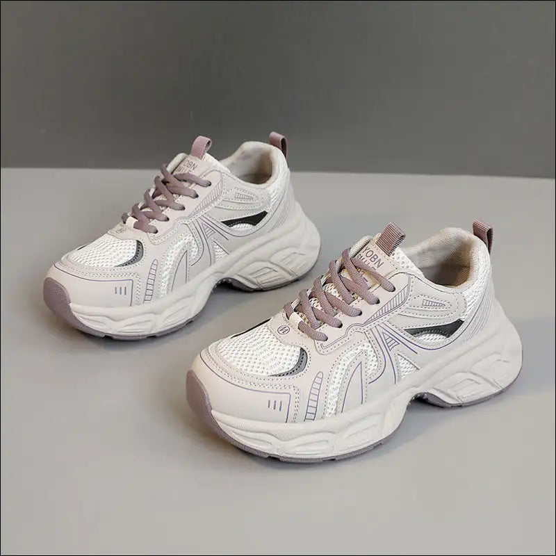 Chic Mesh Lace Up Round Toe Platform Athletic Shoes - Dusty Pink / 40(us9) - on Sale Worldwide Shipping