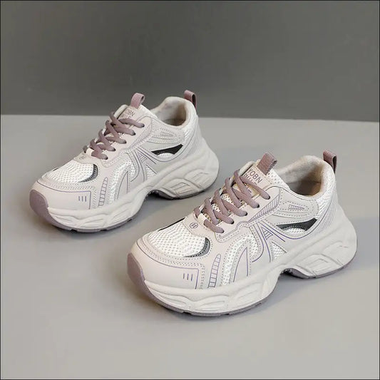 Chic Mesh Lace Up Round Toe Platform Athletic Shoes - Dusty Pink / 40(us9) - on Sale Worldwide Shipping