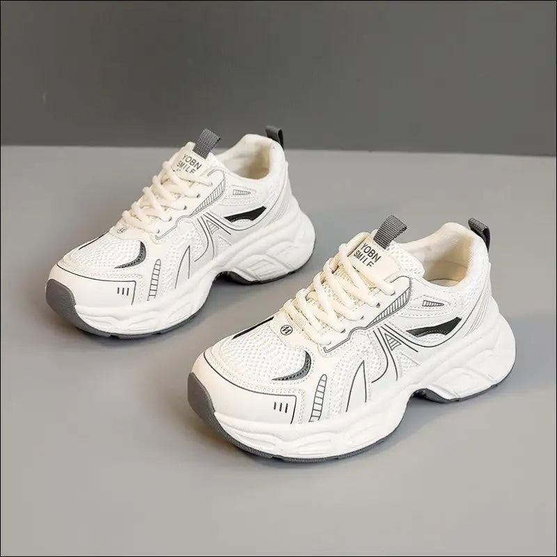 Chic Mesh Lace Up Round Toe Platform Athletic Shoes - on Sale Worldwide Shipping