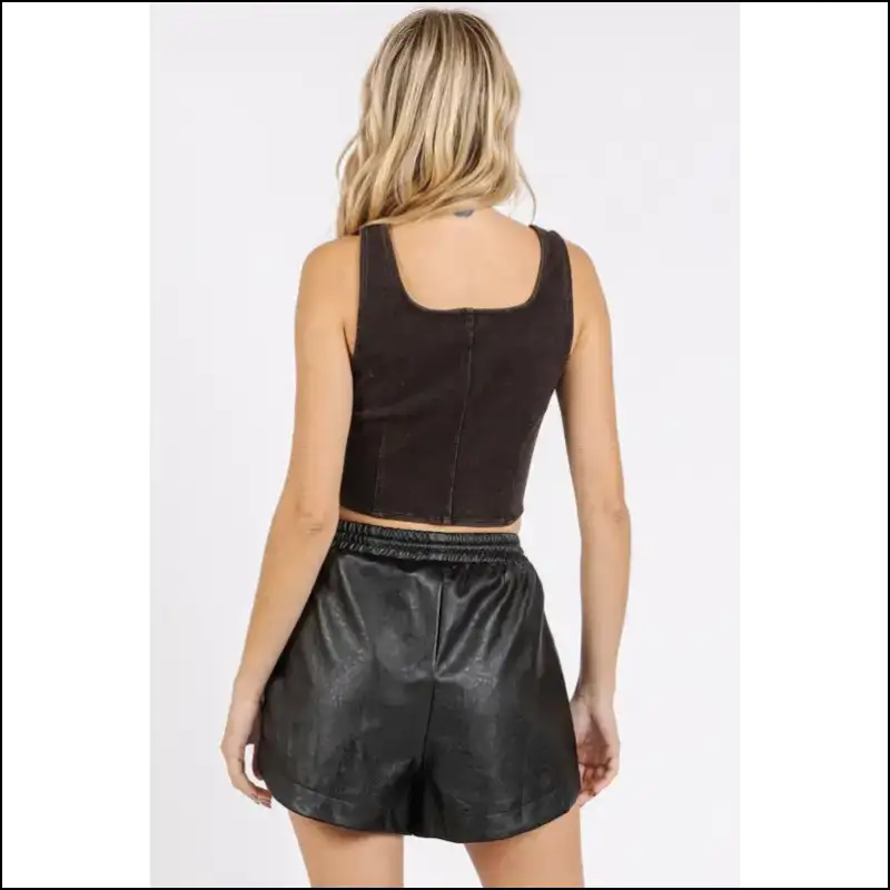 Chic Mineral Wash Corset Crop Tank - Tops on Sale Worldwide Shipping