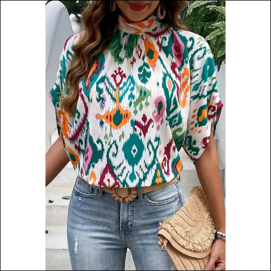 Chic Multicolor Abstract: Warning May Cause Excessive Awesomeness 🤪 at Needful Things! - Multicolour / s - Blouses on Sale Worldwide