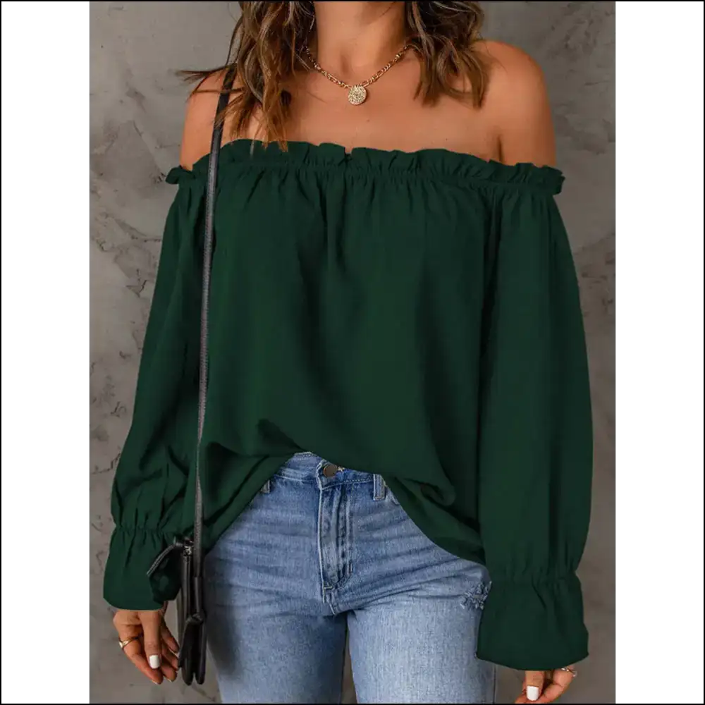 Chic Off-shoulder Flounce Sleeve Blouse - Blouses on Sale Worldwide Shipping
