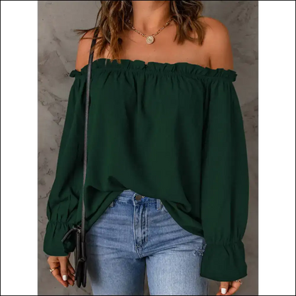Chic Off-shoulder Flounce Sleeve Blouse - Blouses on Sale Worldwide Shipping