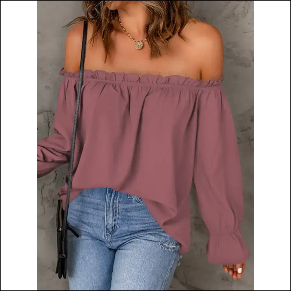 Chic Off-shoulder Flounce Sleeve Blouse - Blouses on Sale Worldwide Shipping