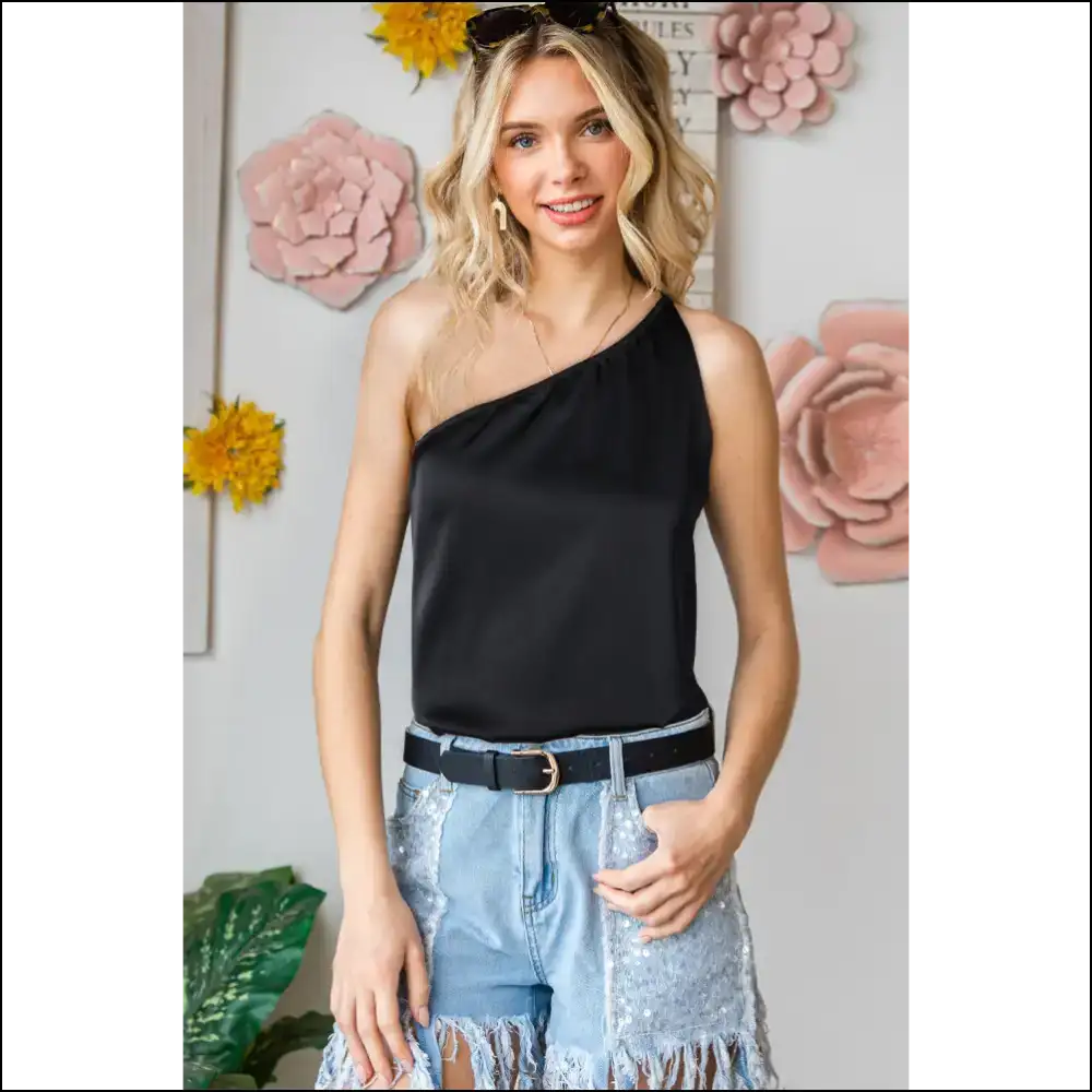 Chic One-shoulder Sleeveless Top - Black / s - Tank Tops on Sale Worldwide Shipping