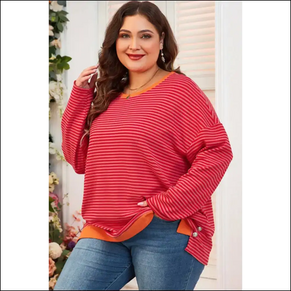 Chic Orange Stripe: Finally a Top that Fits my Awesomeness! 🧡 Needful Things - Plus Size Tops on Sale Worldwide Shipping