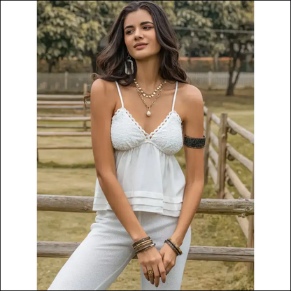 Chic Peplum V-neck Cami - Tank Tops on Sale Worldwide Shipping